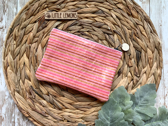 Velvet Stripes Zipper Pouch